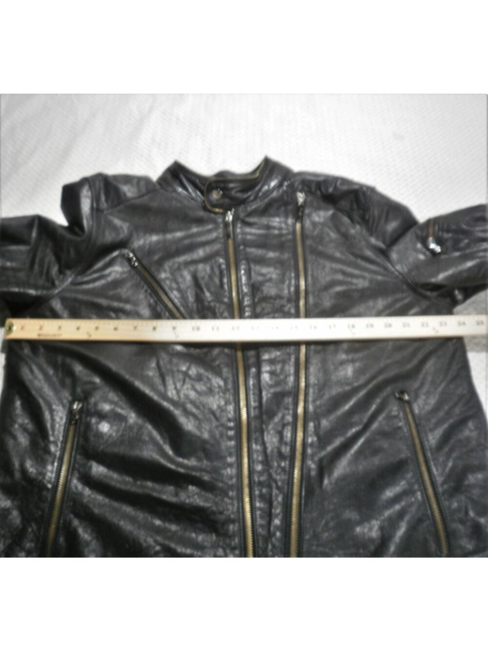 Vintage Retro Sean John Leather  Biker Jacket Men's Size XL Zippers - Picture 7 of 11